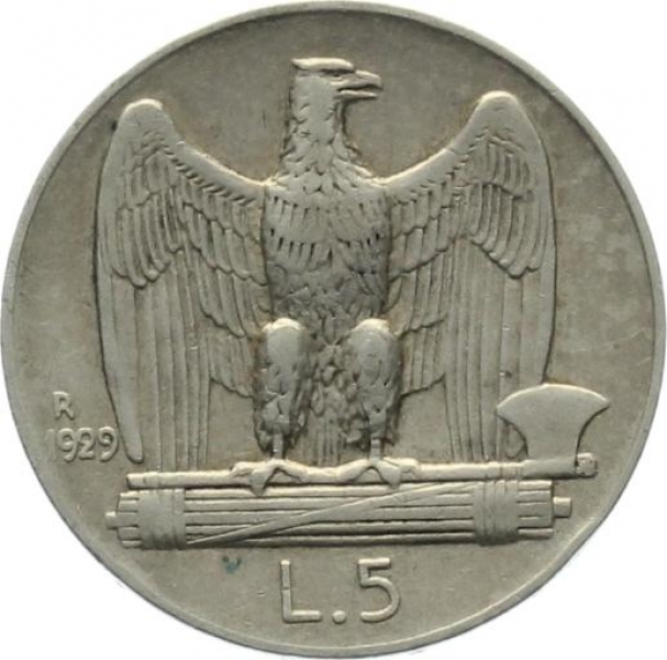Italien 5 Lire 1929 - Vittorio Emanuele III. 1900-1946